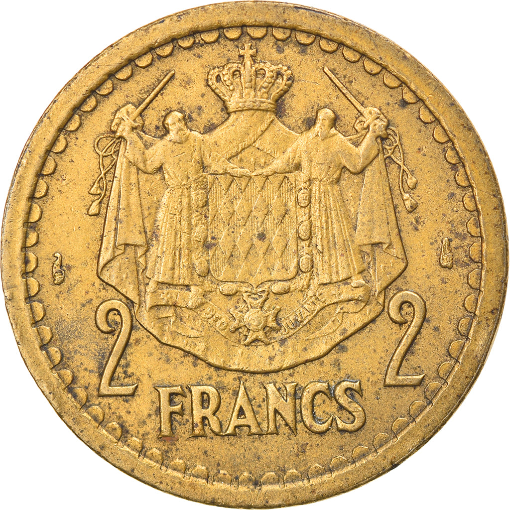 Moneta, Monaco, Louis II, 2 Francs, 1945, MB+, Alluminio-bronzo, KM:121a