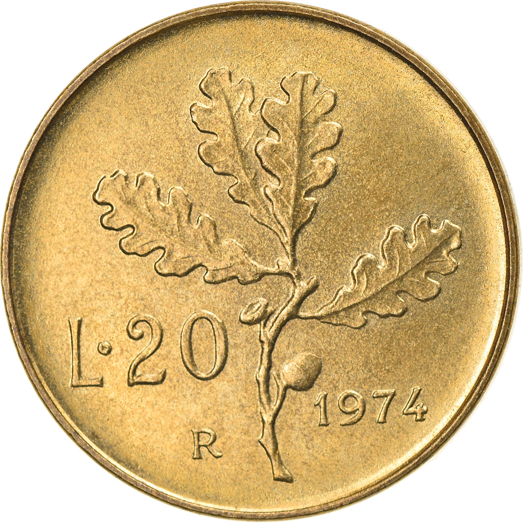 Monnaie, Italie, 20 Lire, 1974, Rome, TTB, Aluminum-Bronze, KM:97.2