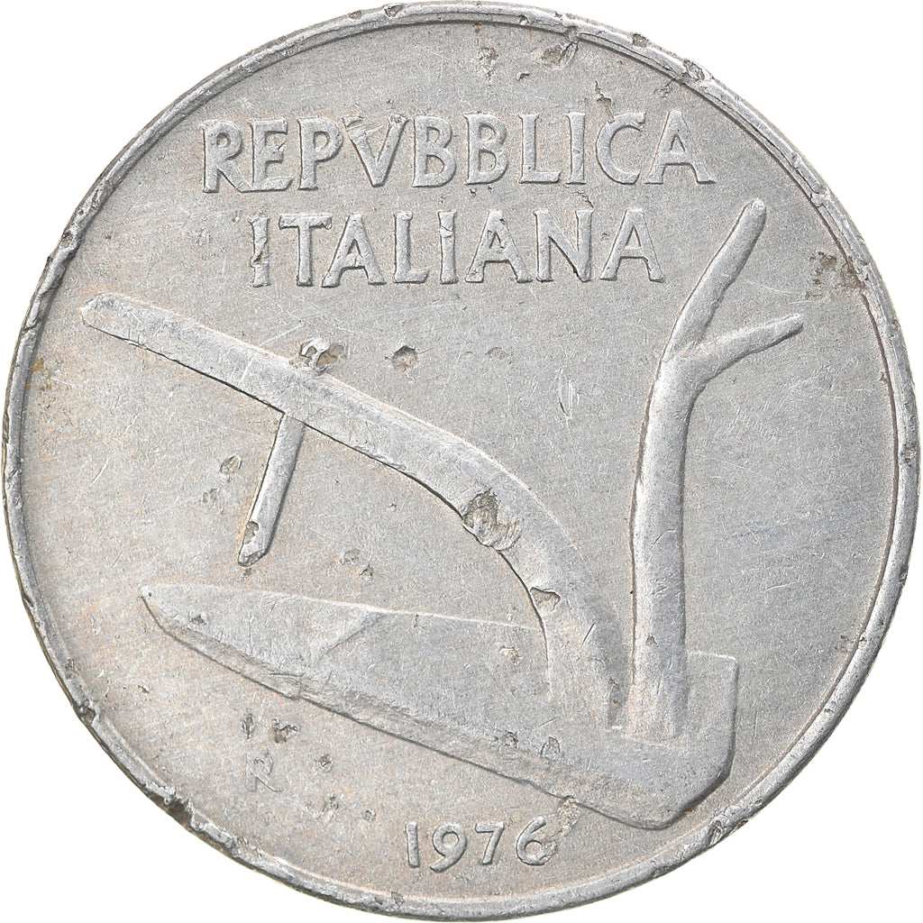 Moneta, Włochy, 10 Lire, 1976, Rome, VF(20-25), Aluminium, KM:93