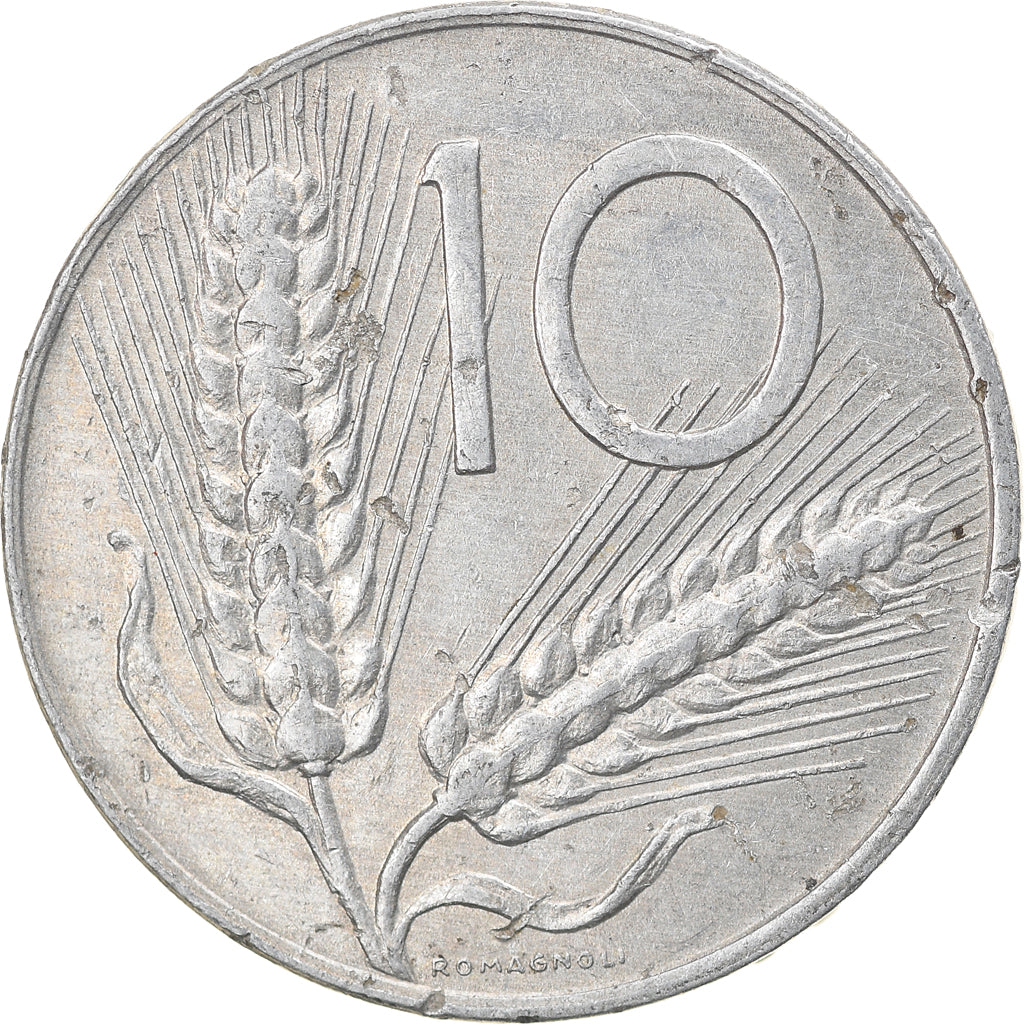Moneta, Włochy, 10 Lire, 1976, Rome, VF(20-25), Aluminium, KM:93