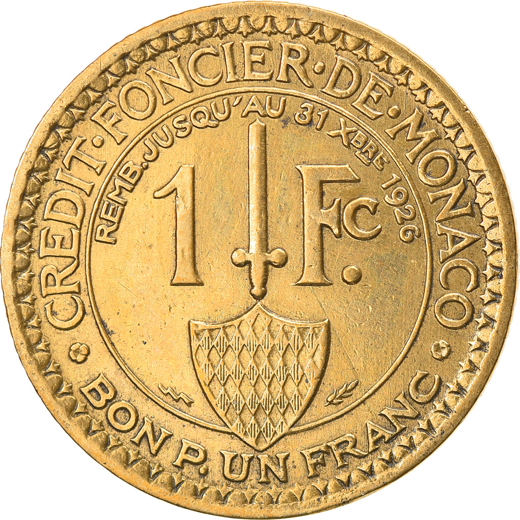Monnaie, Monaco, Louis II, Franc, 1924, Poissy, TTB, Aluminum-Bronze