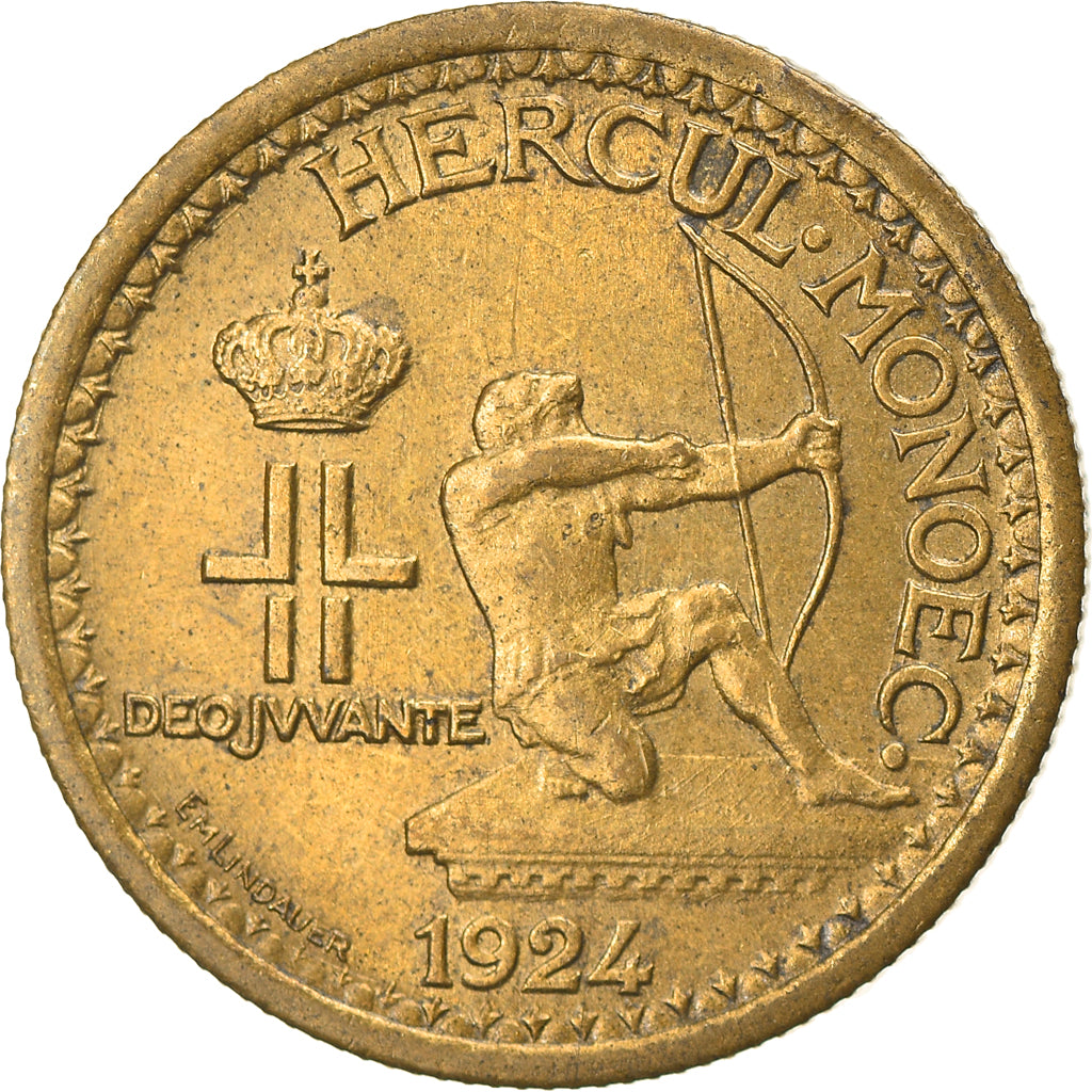 Coin, Monaco, Louis II, 50 Centimes, 1924, Poissy, EF(40-45), Aluminum-Bronze