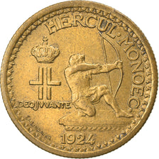 Coin, Monaco, Louis II, 50 Centimes, 1924, Poissy, EF(40-45), Aluminum-Bronze