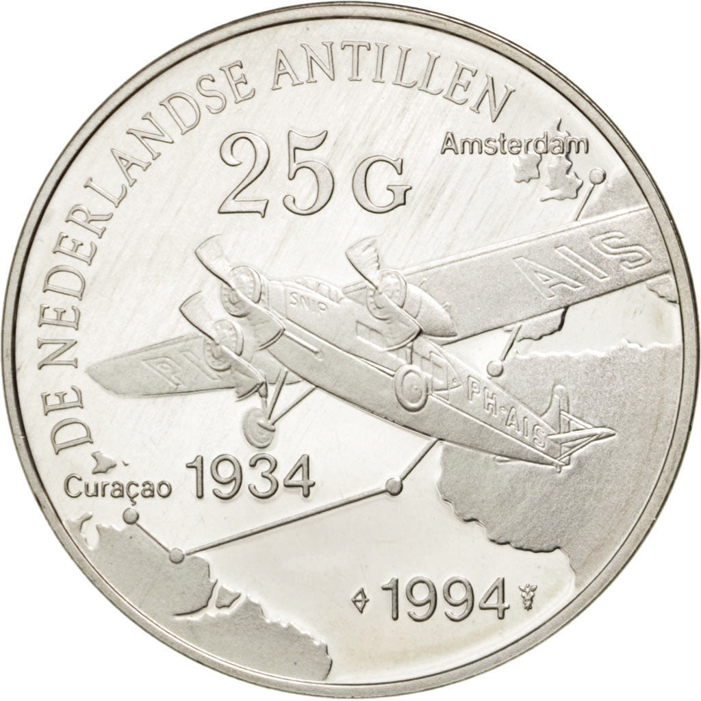 NETHERLANDS ANTILLES, 25 Gulden, 1994, KM #40, MS(64), Silver, 25.05