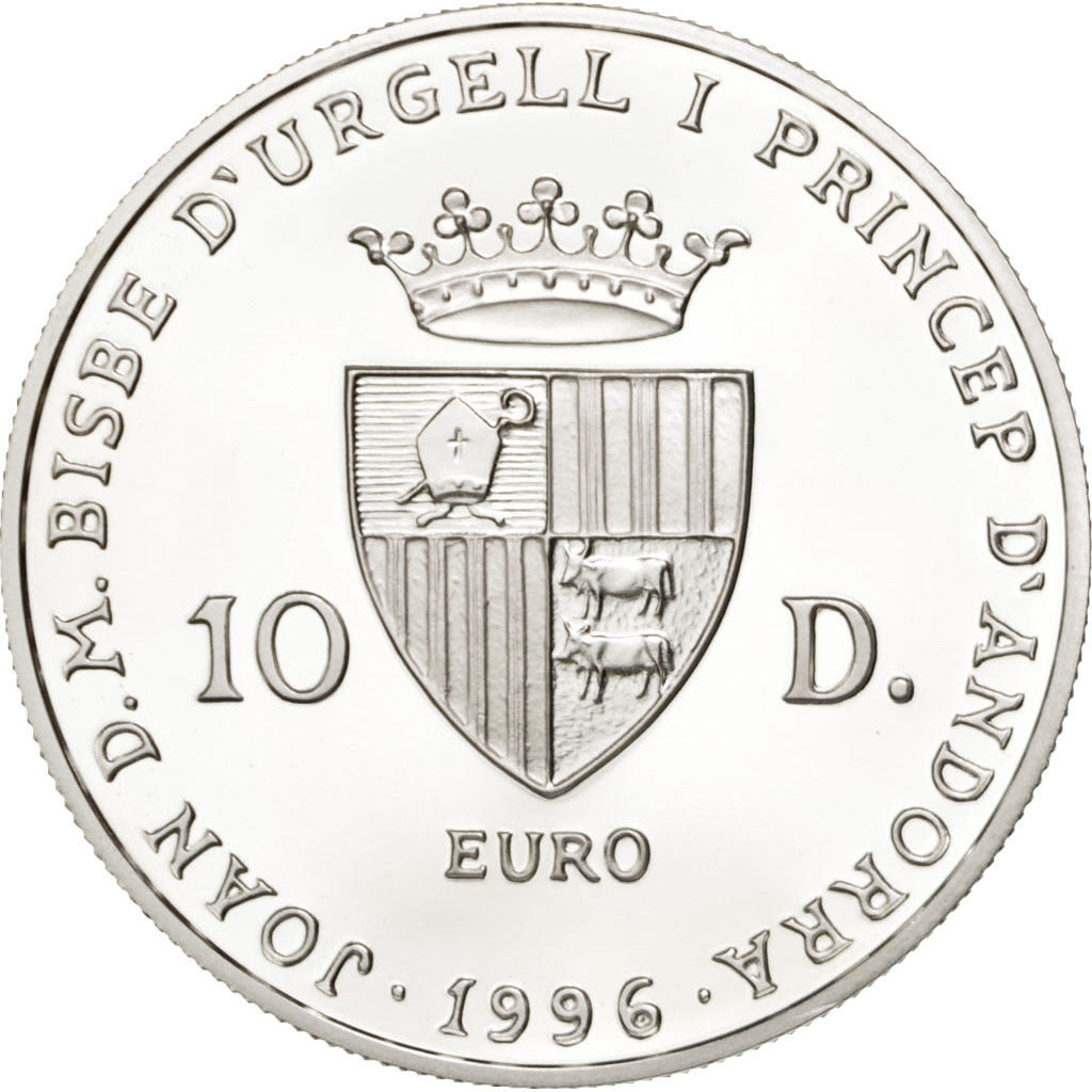 ANDORRA, 10 Diners, 1996, KM #125, MS(64), Silver, 31.59