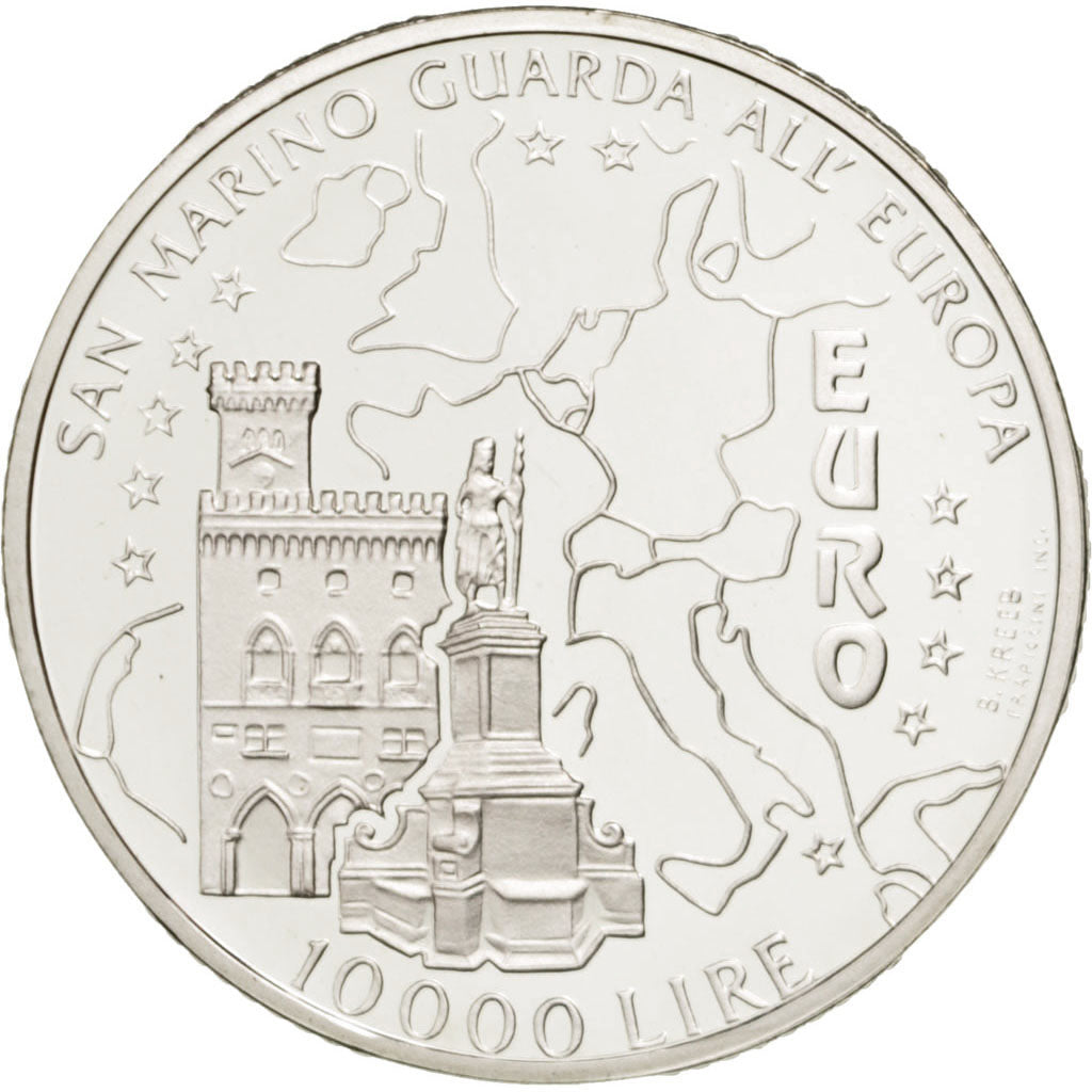 Münze, San Marino, 10000 Lire, 1996, UNZ+, Silber, KM:342