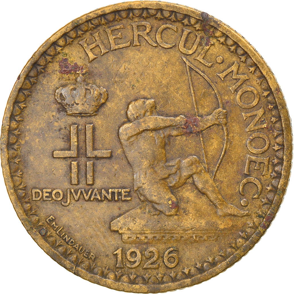 Monnaie, Monaco, Louis II, 2 Francs, 1926, Poissy, TB+, Aluminum-Bronze