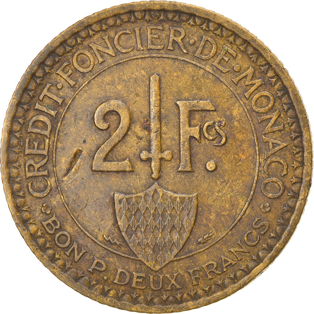 Monnaie, Monaco, Louis II, 2 Francs, 1926, Poissy, TB+, Aluminum-Bronze