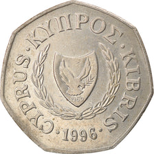 Coin, Cyprus, 50 Cents, 1996, EF(40-45), Copper-nickel, KM:66