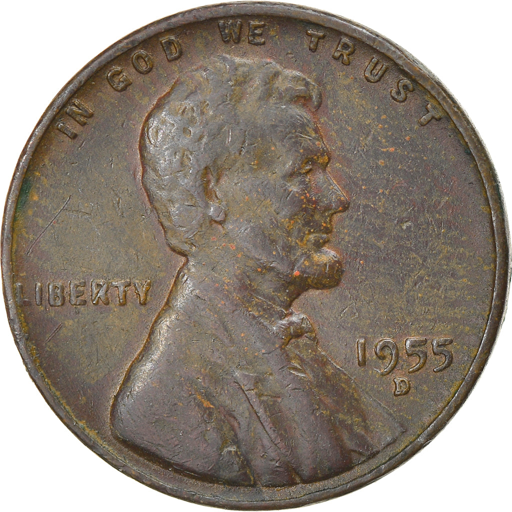 Coin, United States, Lincoln Cent, Cent, 1955, U.S. Mint, Denver, VF(30-35)
