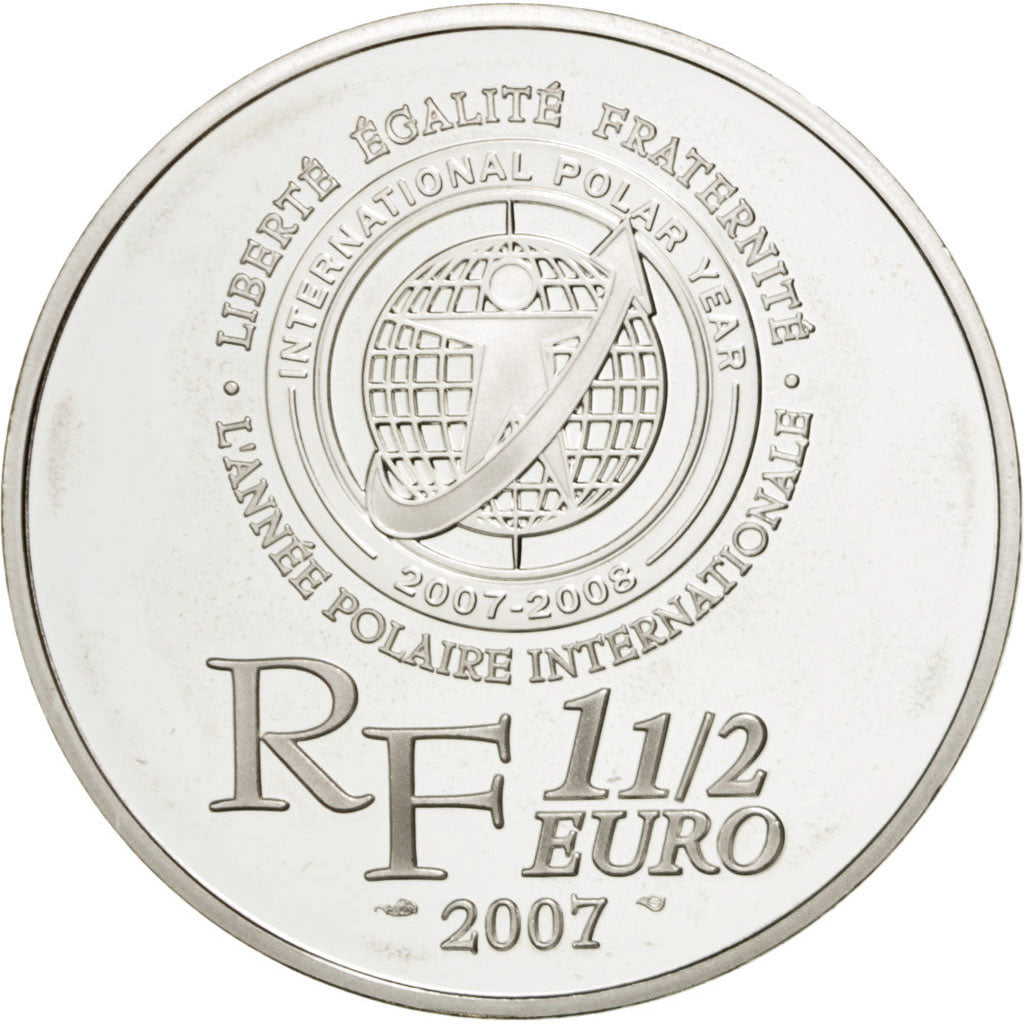 FRANCE, 1-1/2 Euro, 2007, KM #1473, MS(64), Silver, 37, 22.20