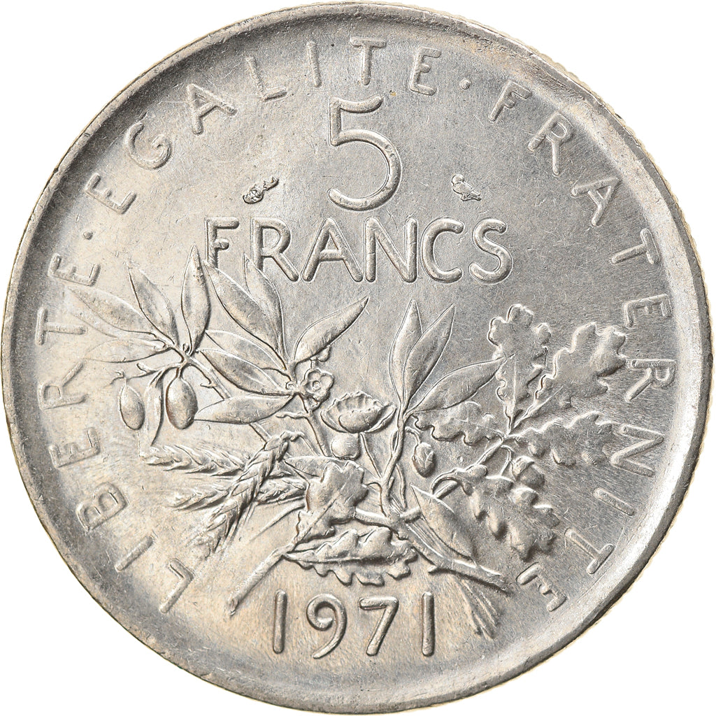 Moneda, Francia, 5 Francs, 1971, MBC, Cuproníquel, KM:926a.1, Gadoury:771