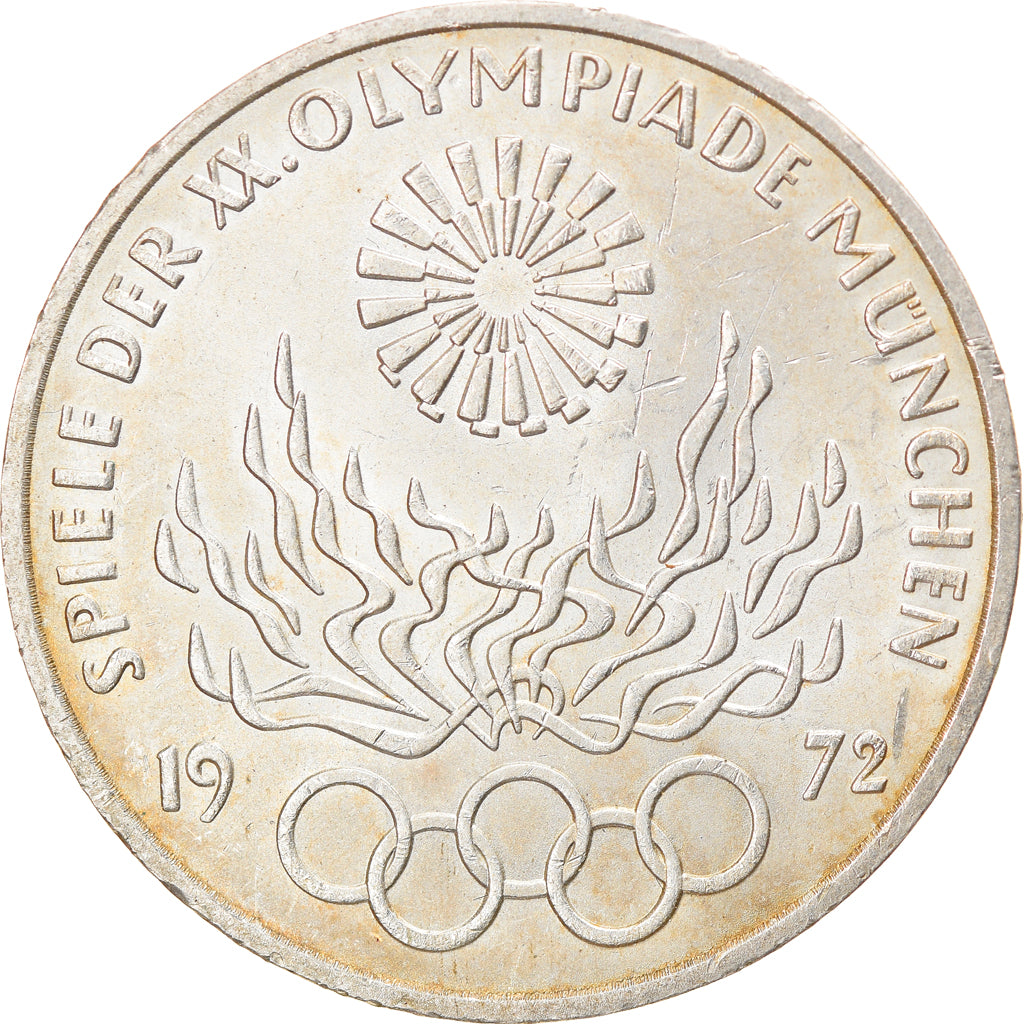 Coin, GERMANY - FEDERAL REPUBLIC, 10 Mark, 1972, Hambourg, EF(40-45), Silver