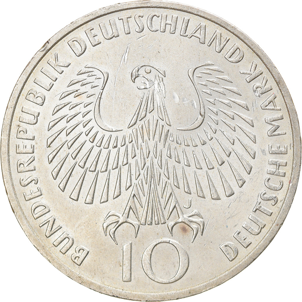 Coin, GERMANY - FEDERAL REPUBLIC, 10 Mark, 1972, Hambourg, EF(40-45), Silver