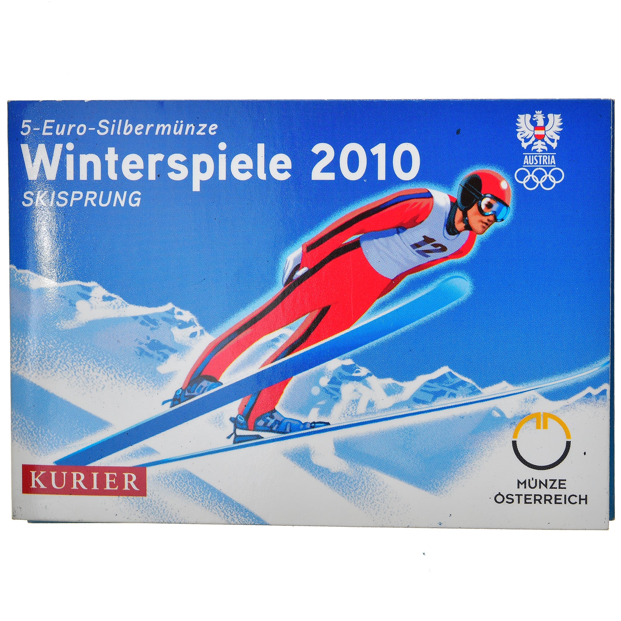 Austria, 5 Euro, Ski Jump winterspiele 2010, 2010, MS(65-70), Silver, KM:3193