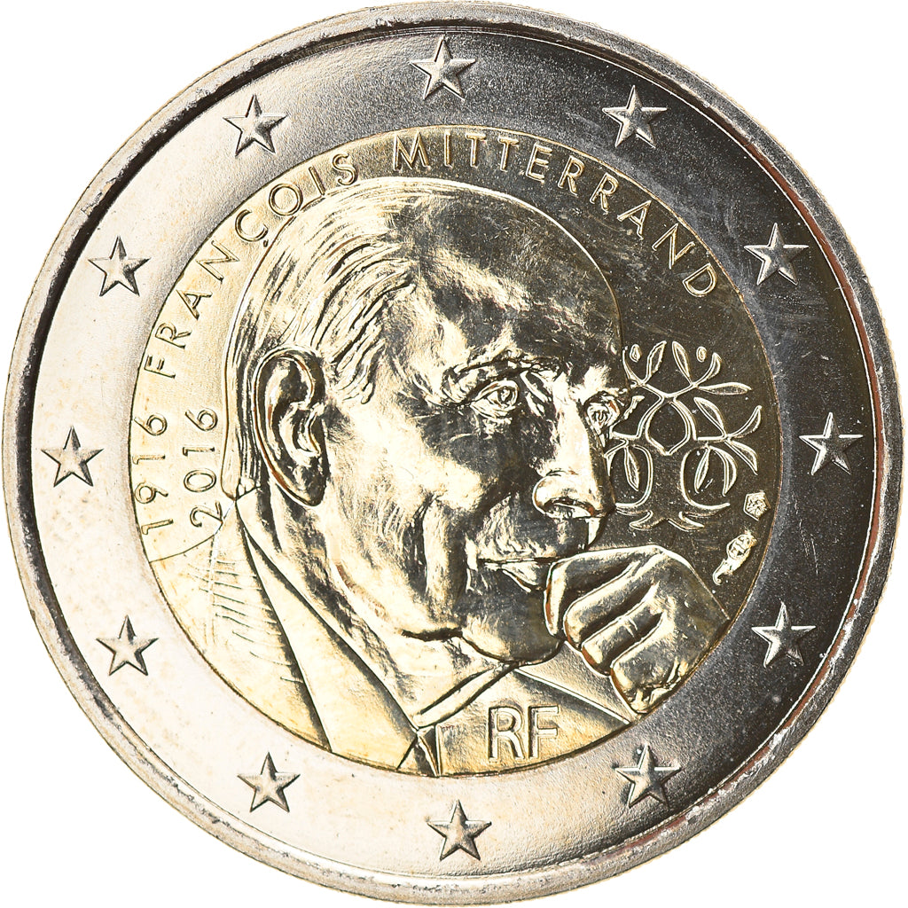 France, 2 Euro, François Mitterrand, 2016, BU, MS(65-70), Bi-Metallic