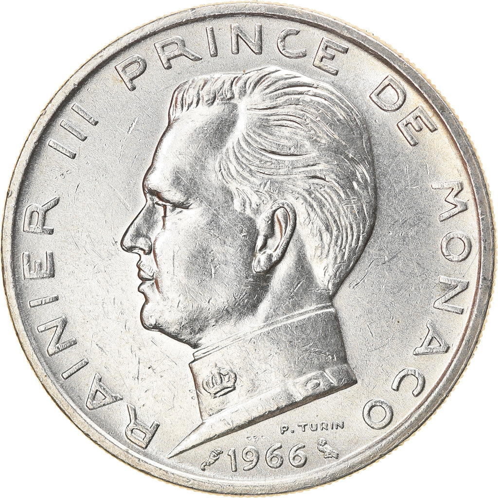 Coin, Monaco, Rainier III, 5 Francs, 1966, AU(50-53), Silver, KM:141