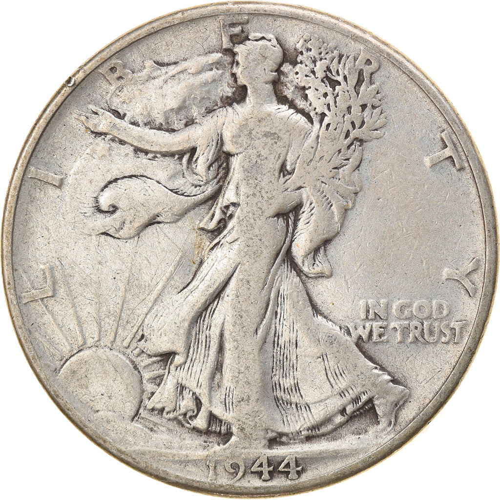 Coin, United States, Walking Liberty Half Dollar, Half Dollar, 1944, U.S. Mint