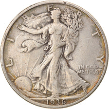 Coin, United States, Walking Liberty Half Dollar, Half Dollar, 1936, U.S. Mint