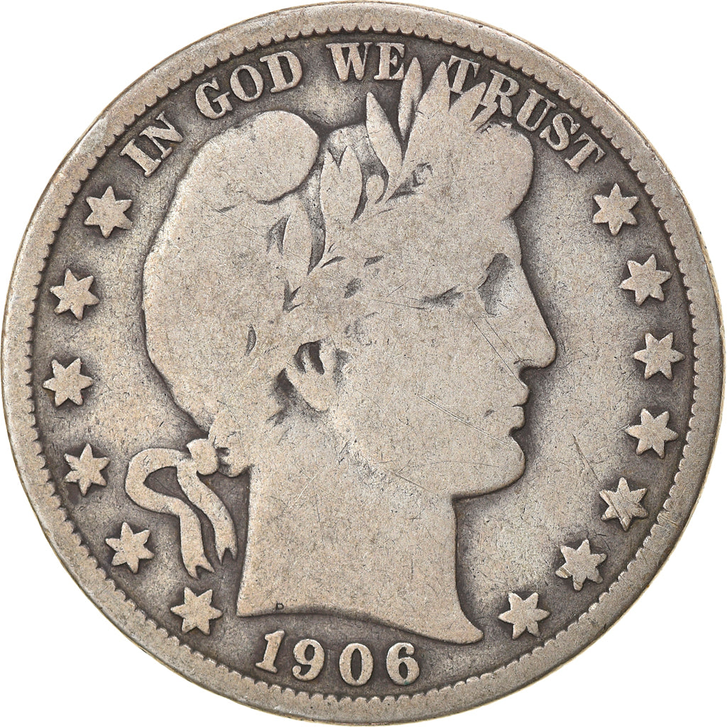 Coin, United States, Barber Half Dollar, Half Dollar, 1906, U.S. Mint