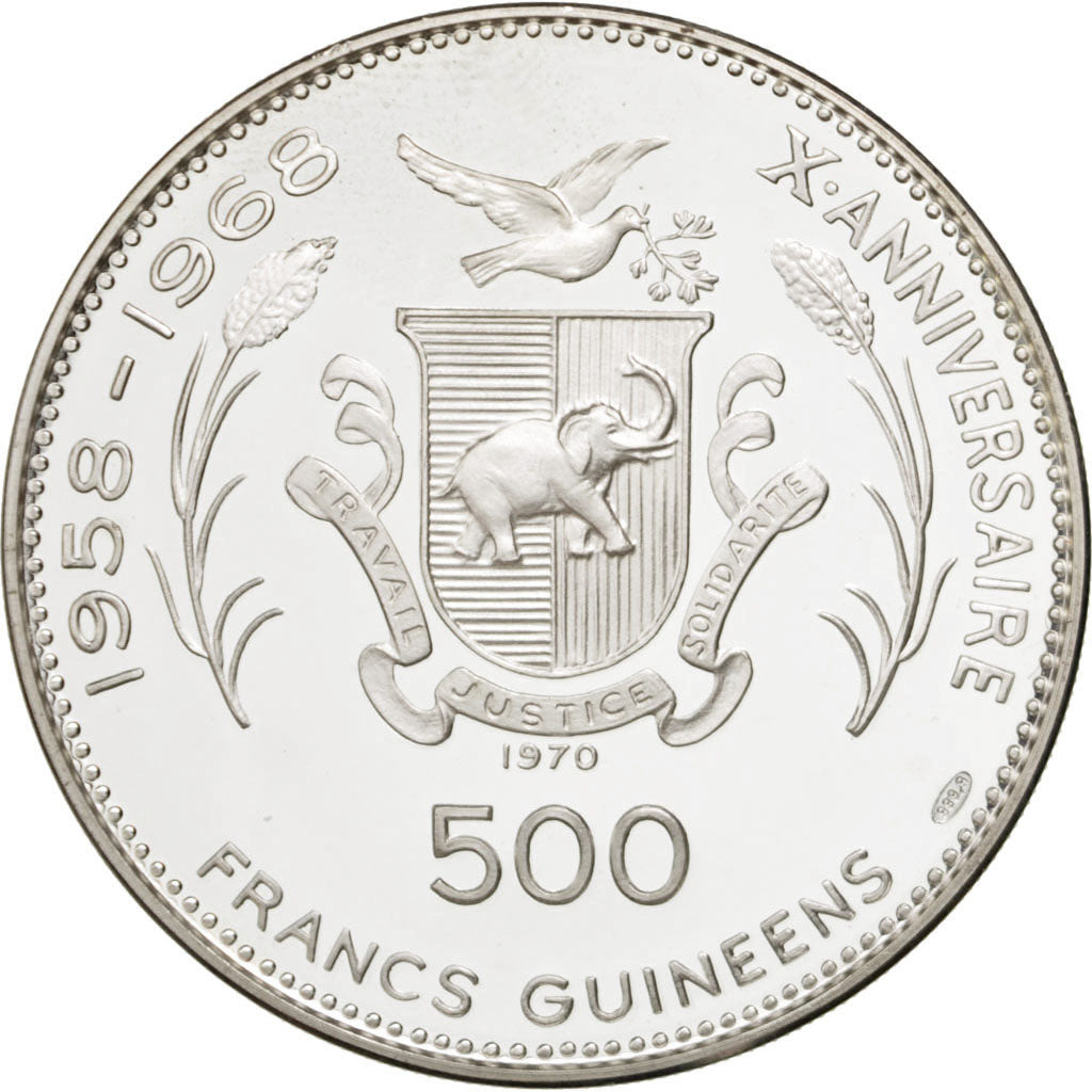 Moneta, Guinea, 500 Francs, 1970, SPL, Argento, KM:23