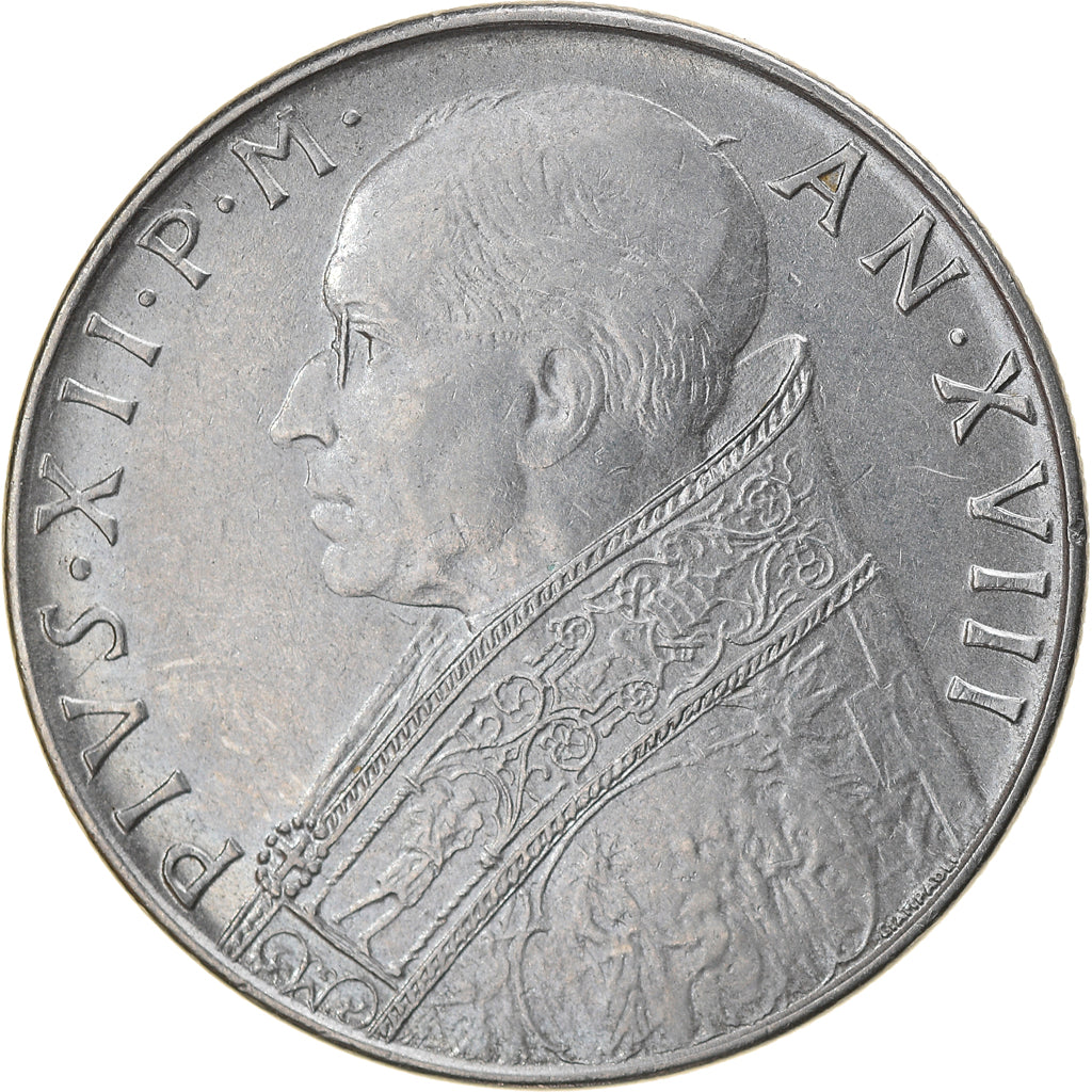 Monnaie, Cité du Vatican, Pius XII, 100 Lire, 1956, TTB+, Stainless Steel