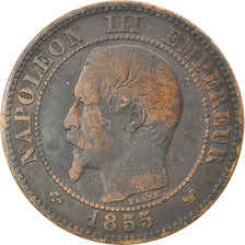 Moneta, Francia, Napoleon III, 2 Centimes, 1855, Lille, MB+, Bronzo, KM:776.7