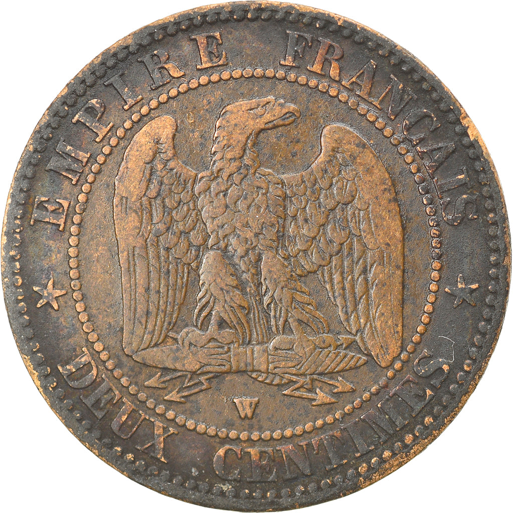 Monnaie, France, Napoleon III, 2 Centimes, 1855, Lille, TB+, Bronze