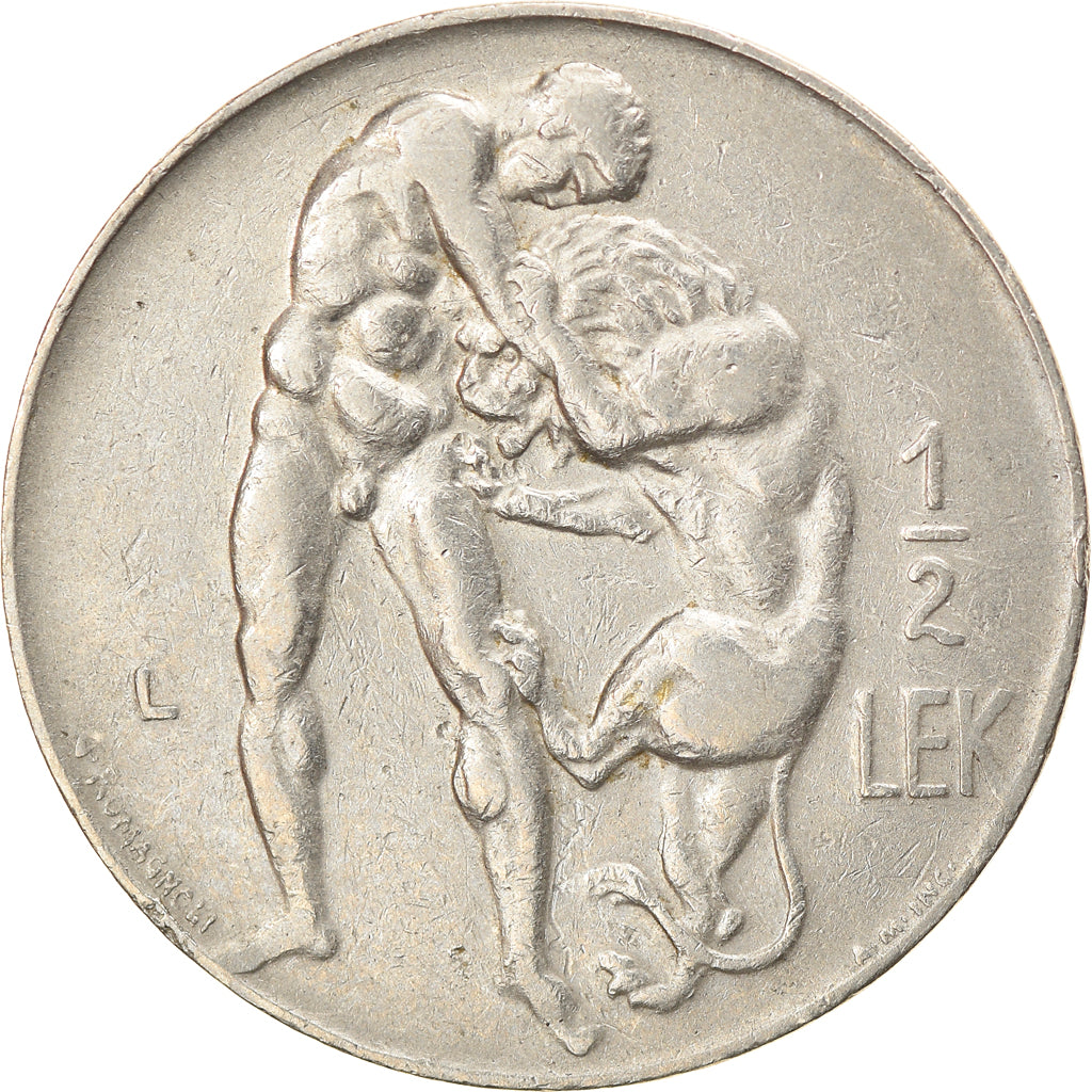 Coin, Albania, Zog I, 1/2 Lek, 1931, EF(40-45), Nickel, KM:13