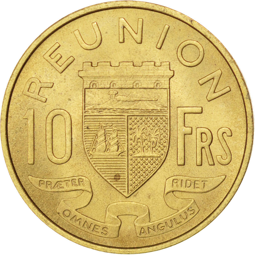 REUNION, 10 Francs, 1951, KM #E6, AU(55-58), Aluminum-Bronze, Lecompte #77, 3.05