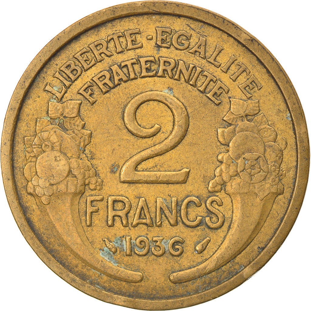 Moneta, Francja, Morlon, 2 Francs, 1936, VF(30-35), Aluminium-Brąz, KM:886