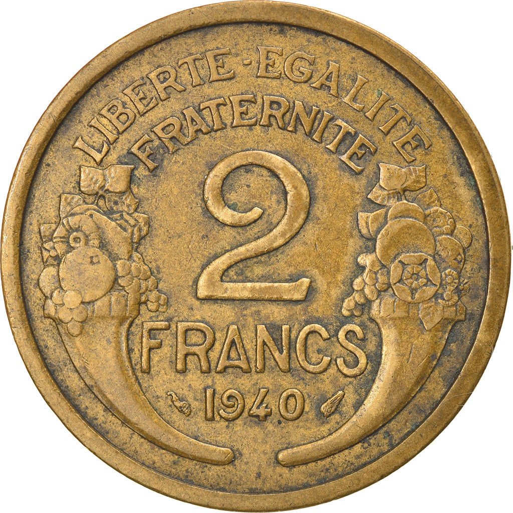 Munten, Frankrijk, Morlon, 2 Francs, 1940, Paris, ZF, Aluminum-Bronze, KM:886