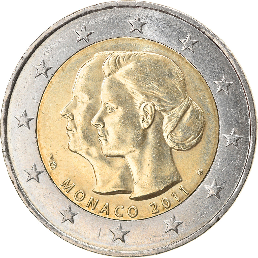 Monaco, 2 Euro, Mariage Princier, 2011, Paris, EF(40-45), Bi-Metallic