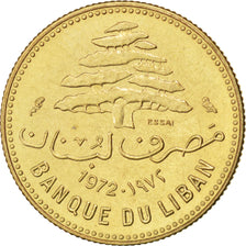 LEBANON, 5 Piastres, 1972, KM #E11, AU(55-58), Nickel-Brass, 2.21