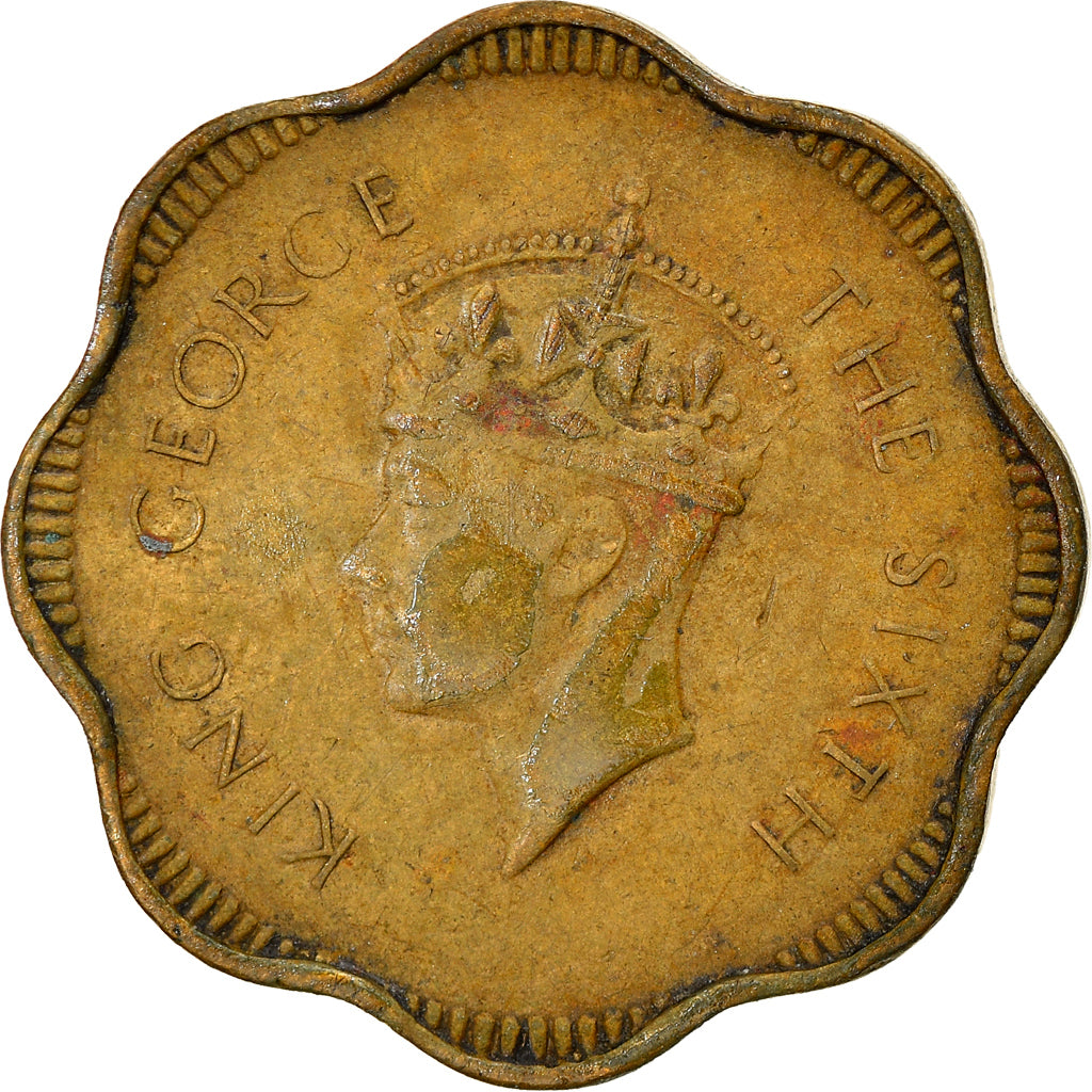 Coin, Ceylon, George VI, 10 Cents, 1951, VF(30-35), Nickel-brass, KM:121