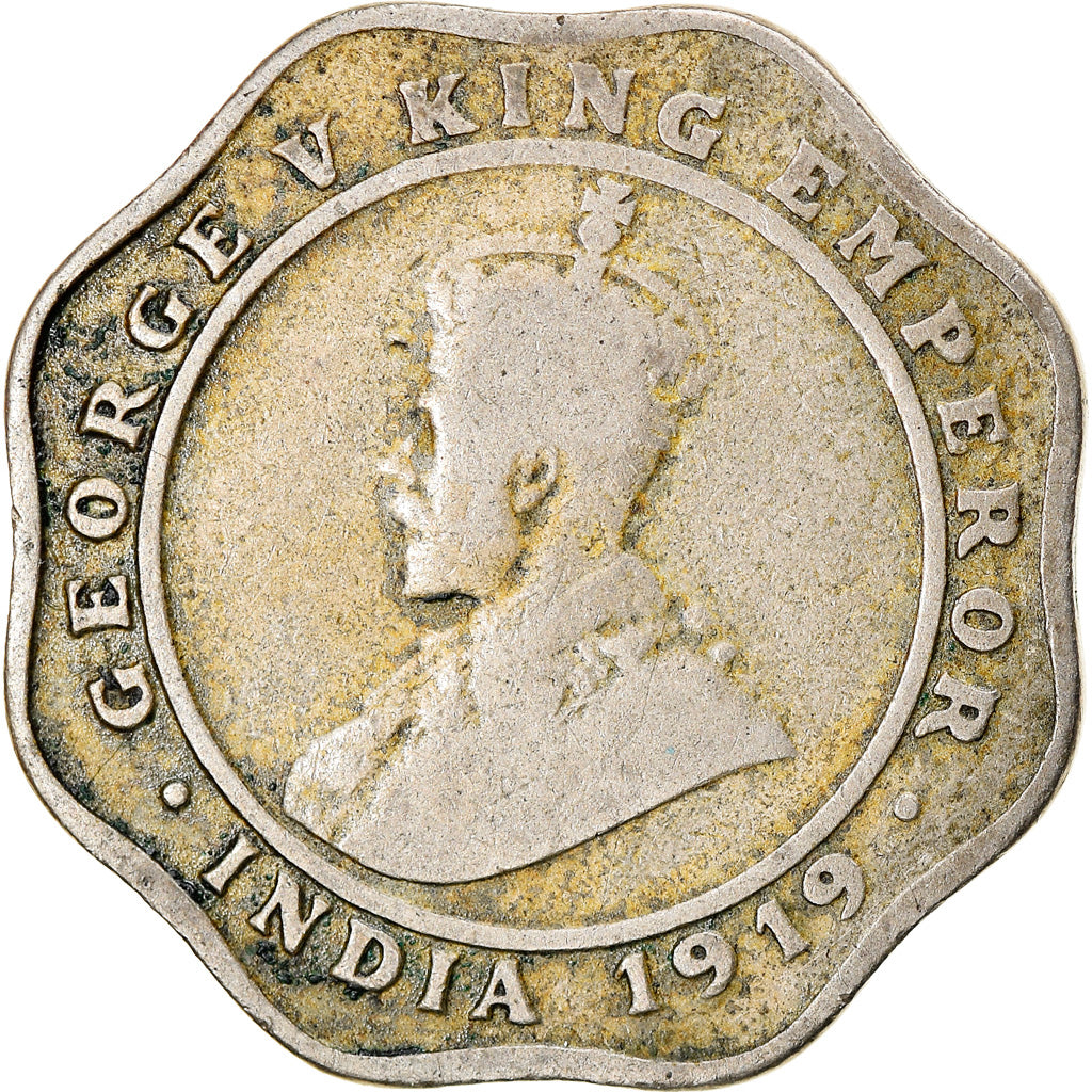 Coin, INDIA-BRITISH, George V, 4 Annas, 1919, VF(20-25), Copper-nickel, KM:519