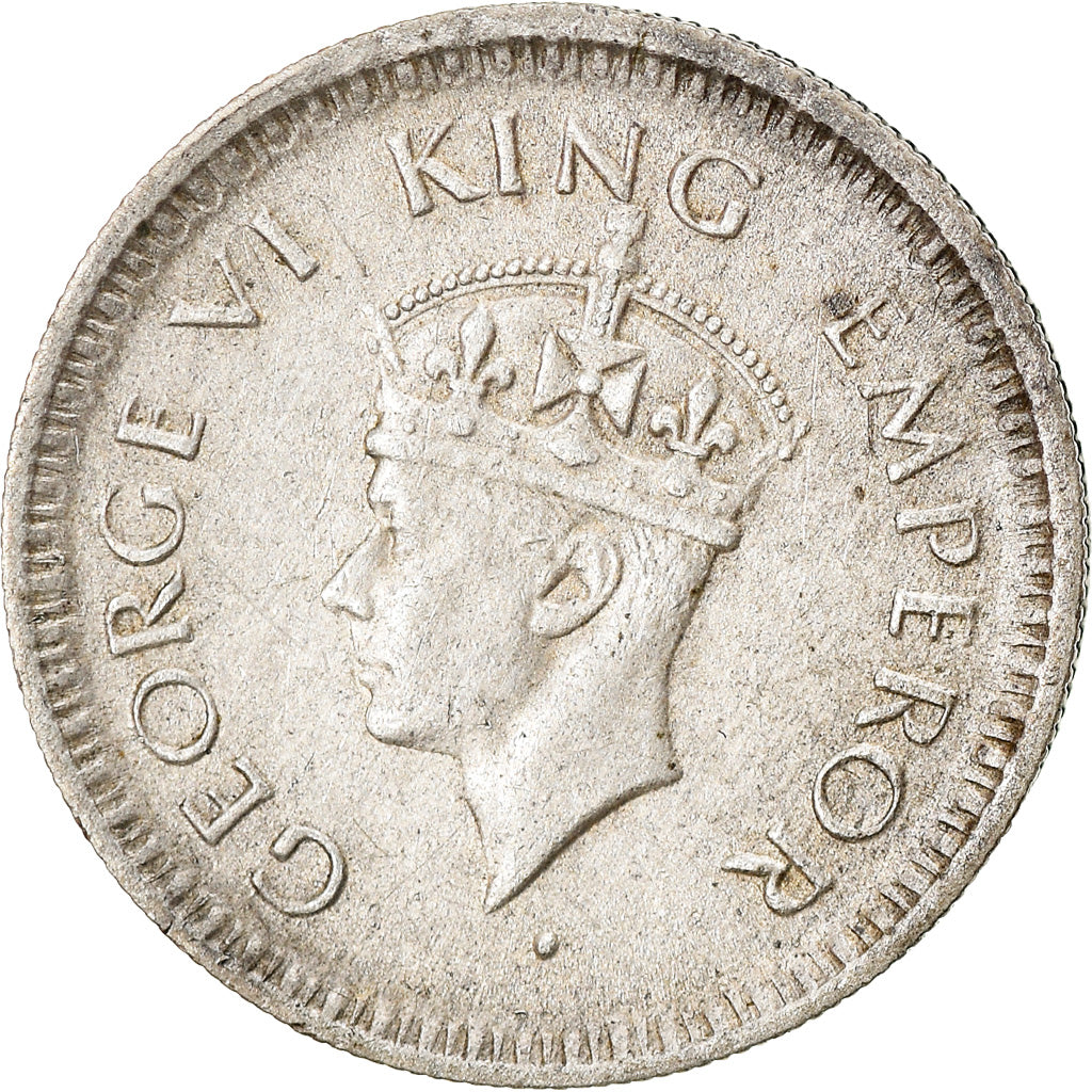 Coin, INDIA-BRITISH, George VI, 1/4 Rupee, 1943, AU(50-53), Silver, KM:546
