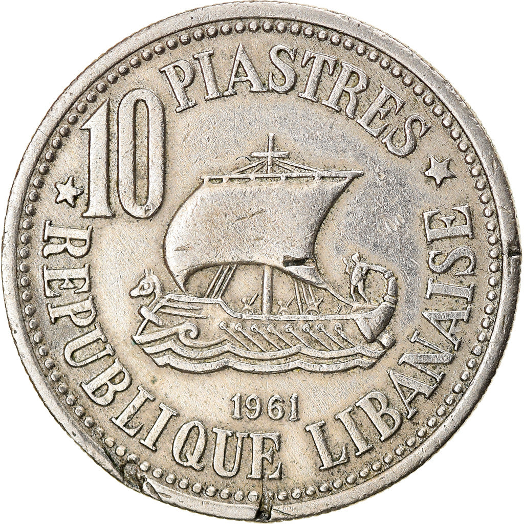 Münze, Lebanon, 10 Piastres, 1961, S+, Copper-nickel, KM:24