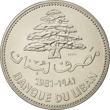 LEBANON, 10 Livres, 1981, KM #E16, AU(55-58), Copper-Nickel, 24.18