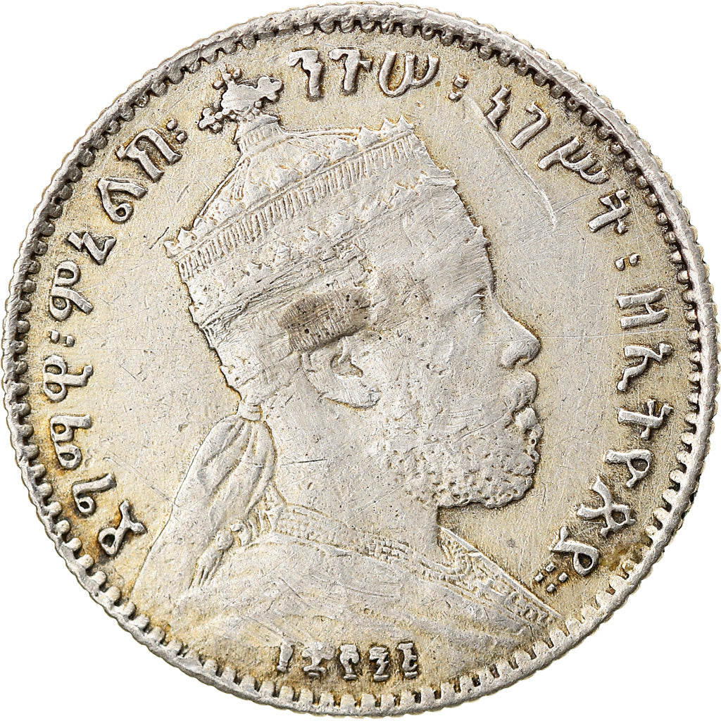 Coin, Ethiopia, Menelik II, Gersh, 1903, Paris, EF(40-45), Silver, KM:12