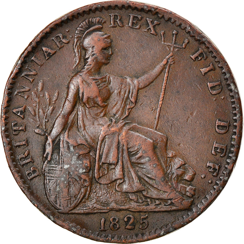 Coin, Great Britain, George IV, Farthing, 1825, AU(50-53), Copper, KM:677