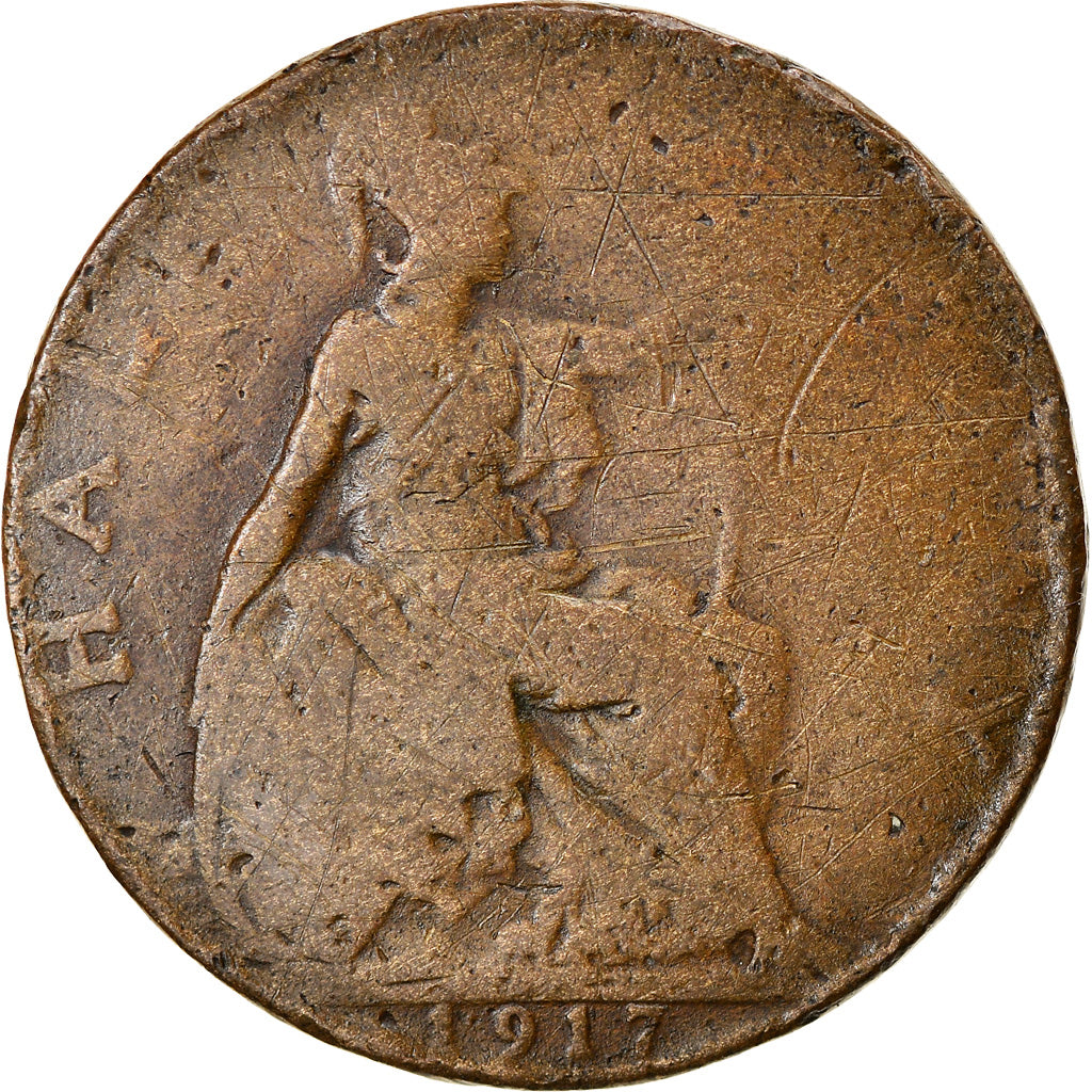 Moneta, Gran Bretagna, George V, 1/2 Penny, 1917, B+, Bronzo, KM:809