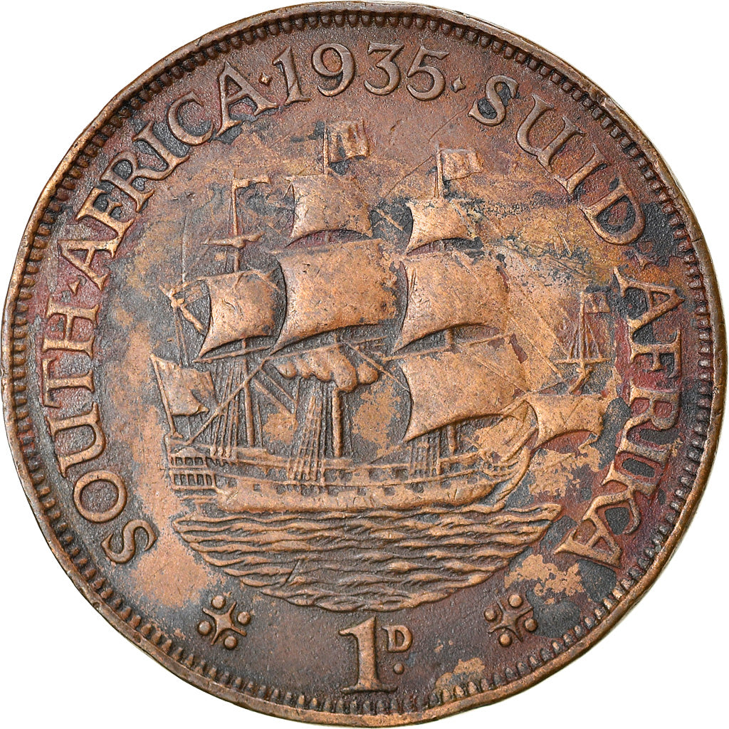 Coin, South Africa, George V, Penny, 1935, VF(30-35), Bronze, KM:14.3