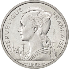 MADAGASCAR, 5 Francs, 1953, Paris, KM #E3, AU(55-58), Aluminum, Lecompte #105,..