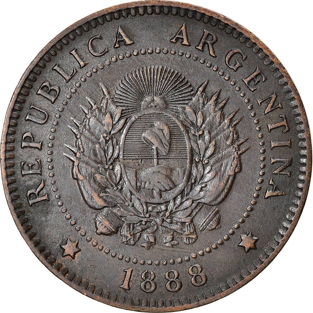 Coin, Argentina, Centavo, 1888, AU(50-53), Bronze, KM:32