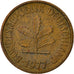 Coin, GERMANY - FEDERAL REPUBLIC, 5 Pfennig, 1977, Stuttgart, VF(30-35), Brass