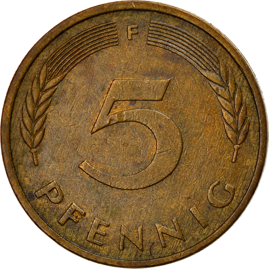 Monnaie, République fédérale allemande, 5 Pfennig, 1977, Stuttgart, TB+