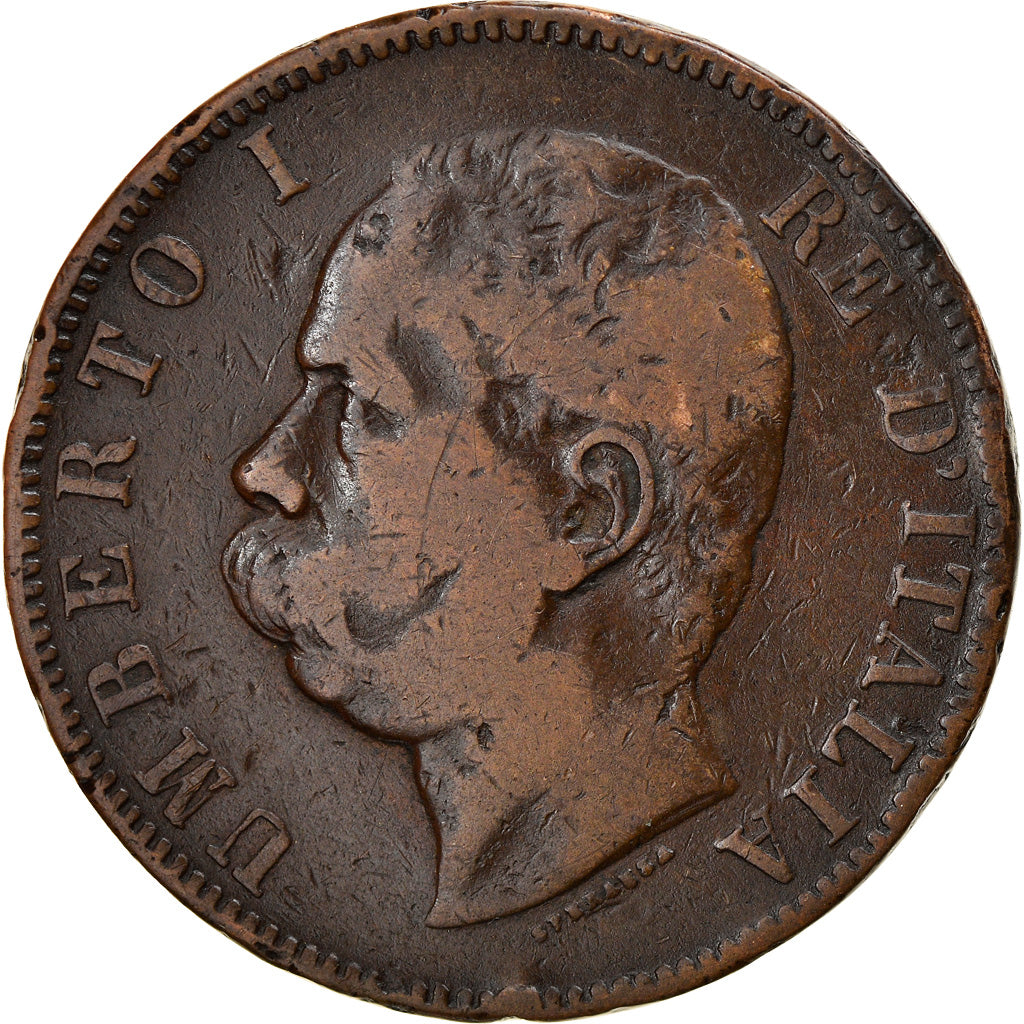 Münze, Italien, Umberto I, 10 Centesimi, 1893, Birmingham, S+, Kupfer, KM:27.1