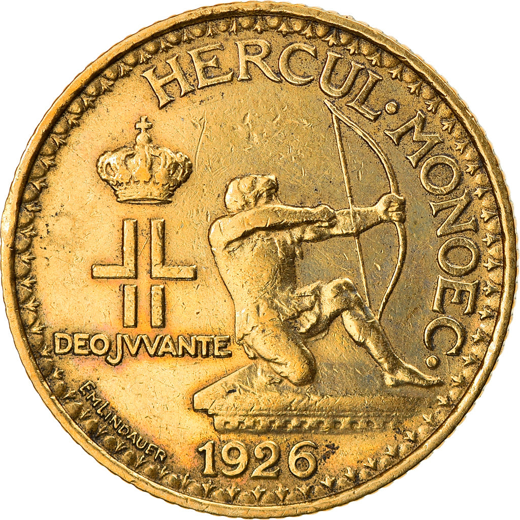 Coin, Monaco, Louis II, Franc, 1926, Poissy, VF(30-35), Aluminum-Bronze, KM:114