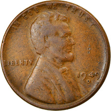 Coin, United States, Lincoln Cent, Cent, 1949, U.S. Mint, Denver, VF(20-25)